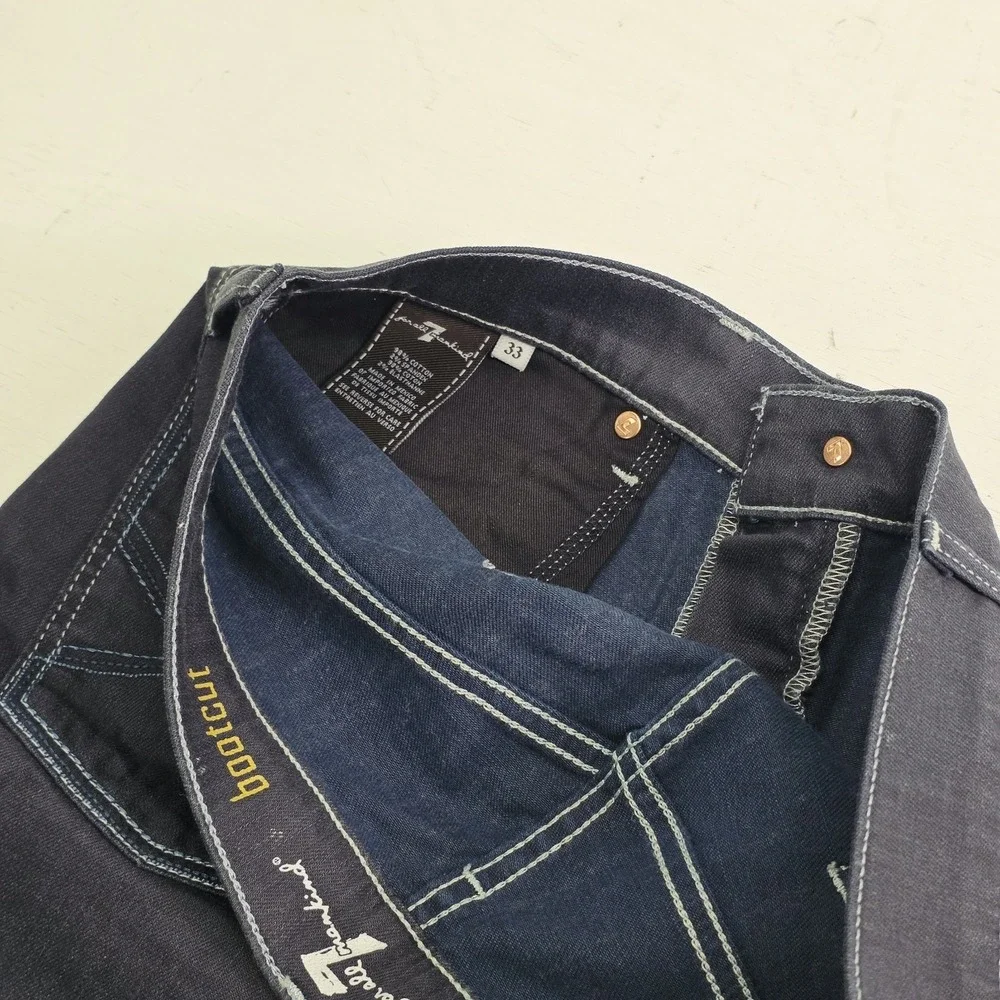 7 For All Mankind Bootcut Denim Jeans Men's Size 33 Blue Portland Dark Wash NWT